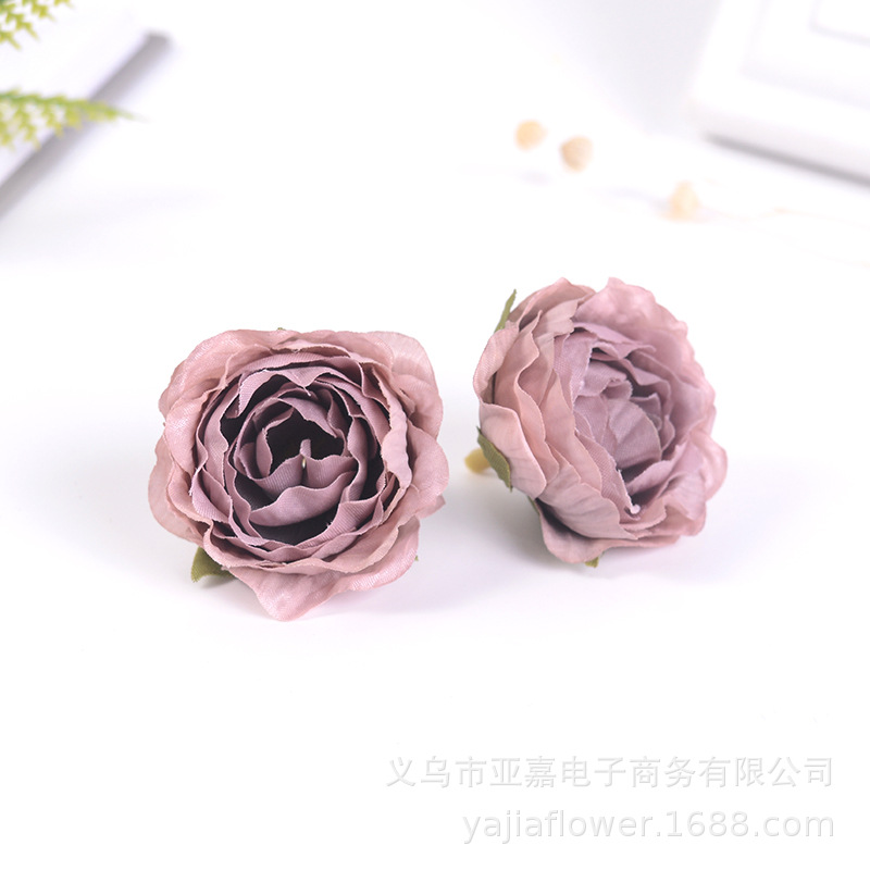 Picture of Artificial Flower Head diy Handmade Accessories Headgear Flower Court Color Flower Morandi Color Tea Rose Fragrant Princess Peony