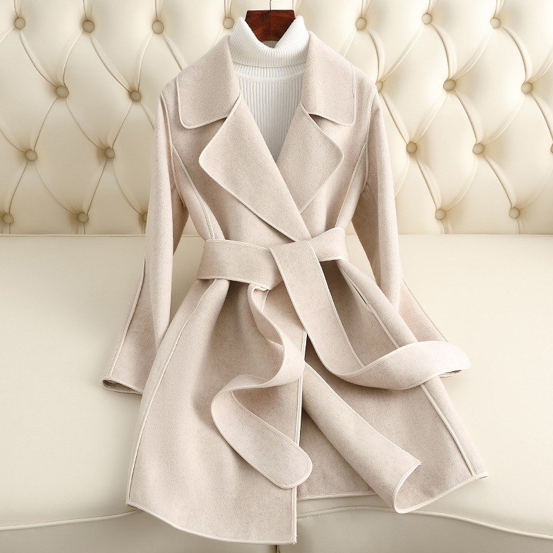 Picture of 2025 New Double-Sided Cashmere Coat Women's Mid-Length Slim Small Fragrance Style Woolen Coat Women's High-End