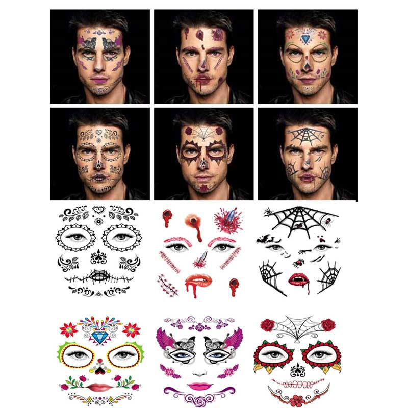 Cross-border e-commerce sources European and American Halloween face stickers Dead Day masquerade props art makeup tattoo stickers