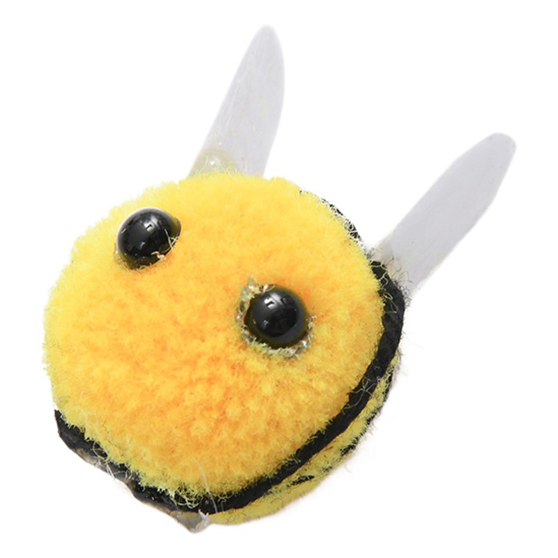 Picture of Cute Little Bee Decoration Cashmere Round Pom-Pom Handmade Finished Product Cartoon 3D Animal Trinket