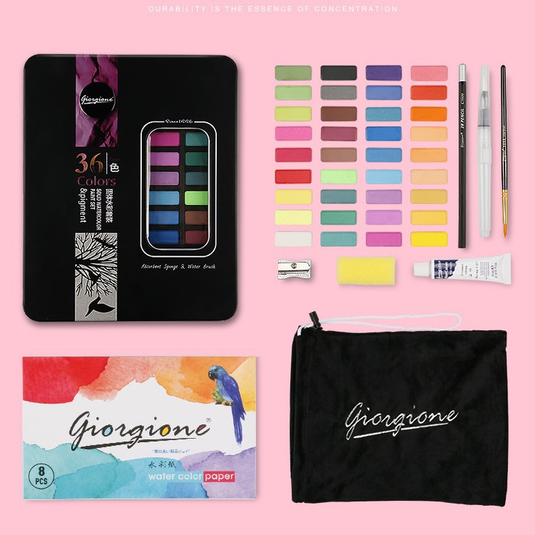 Picture of Giorgione iron box solid watercolor gouache paint watercolor paint powder cake watercolor paint factory wholesale