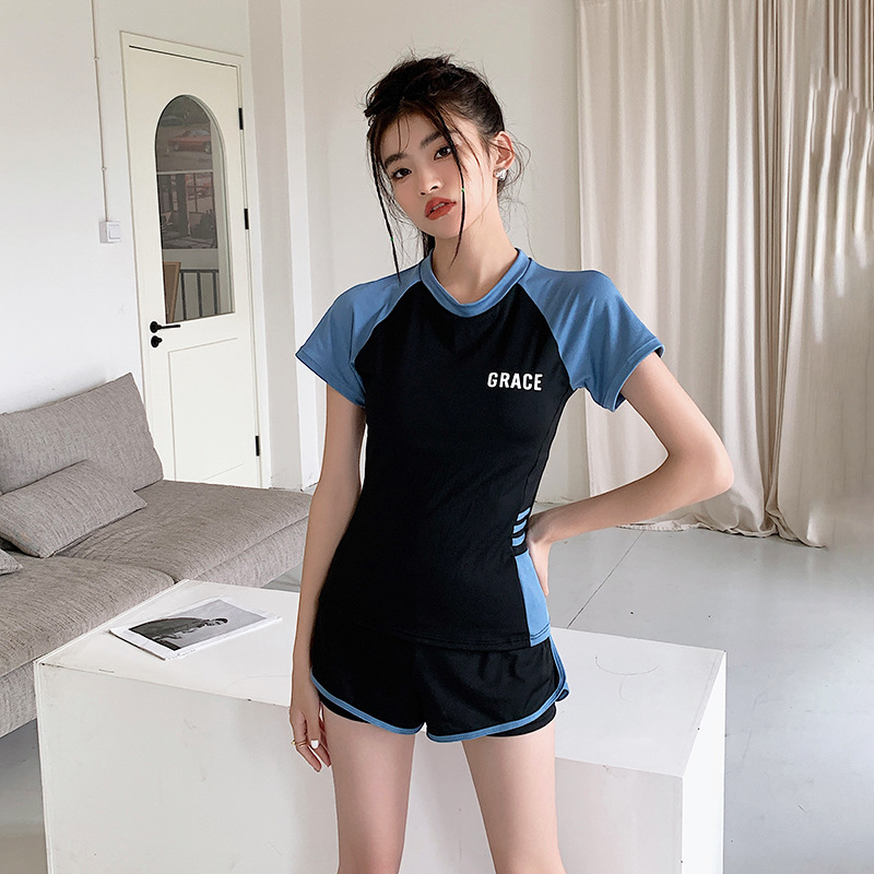 Picture of Sports Style Swimsuit for Female Students, Conservative Belly-Covering, Slimming Split, Flesh-Covering, High-Waisted Boxer Briefs, Hot Spring Swimsuit for Older Children
