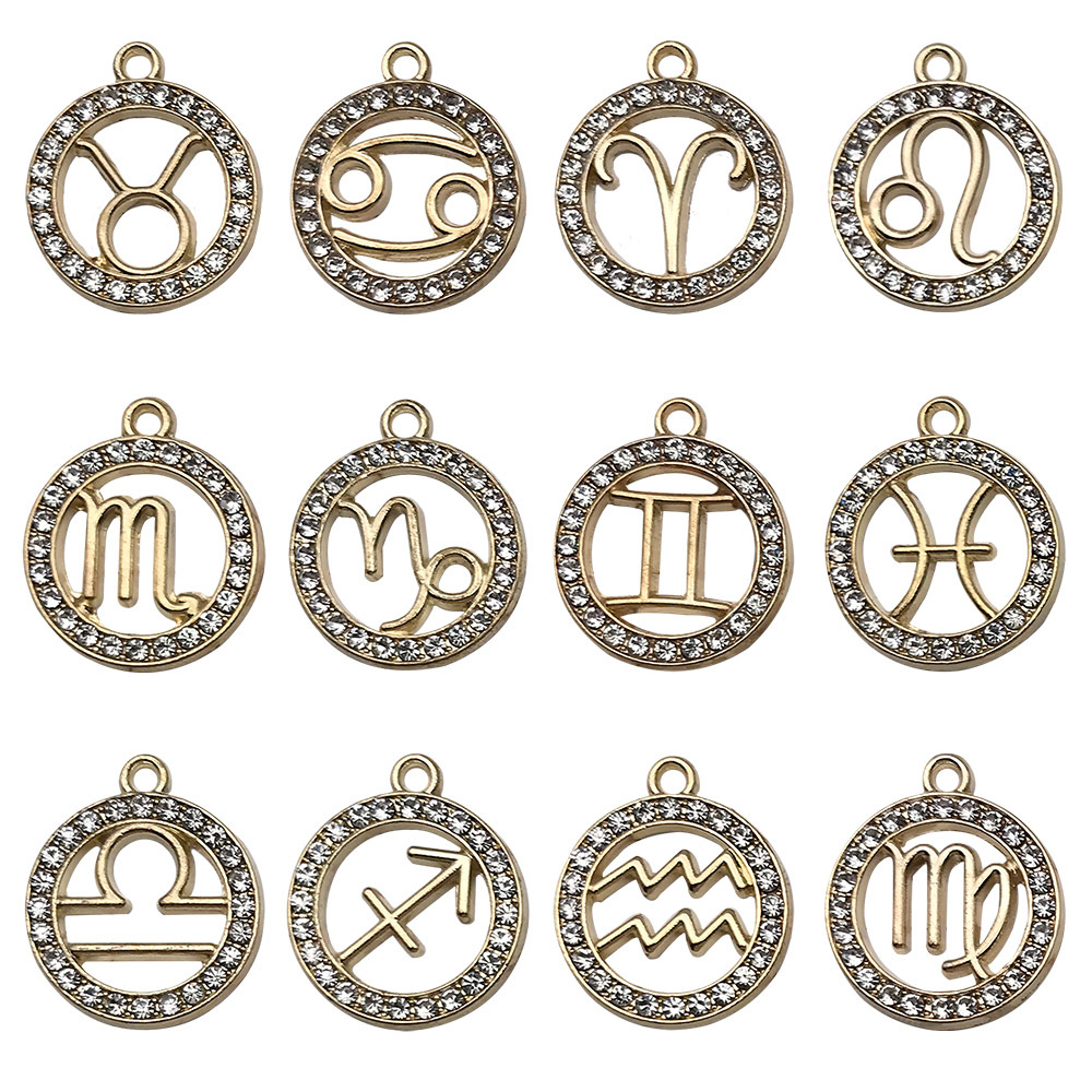 Picture of Twelve Zodiac Signs Cross-Border Zodiac Signs with Diamonds Alloy Accessories DIY Combination Necklace Earrings Pendant Pendant Accessories