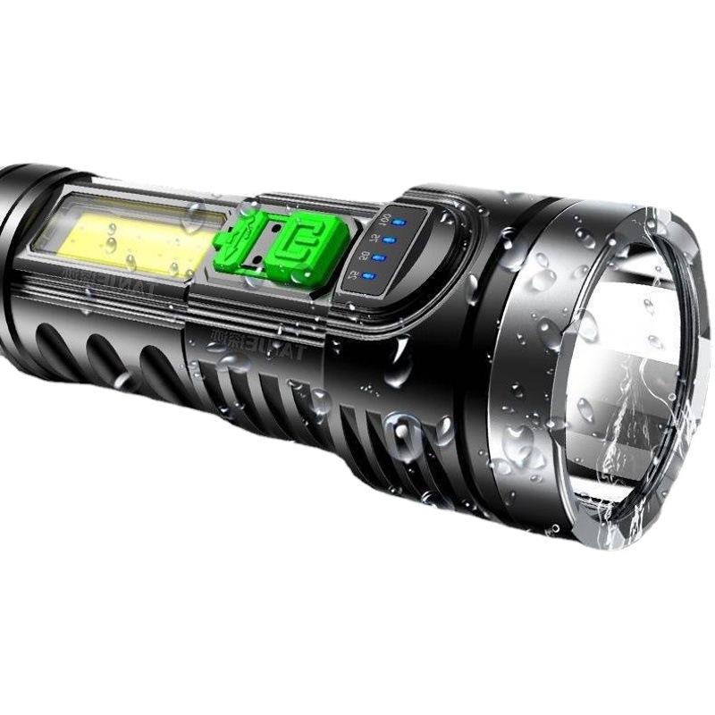 ABS flashlight 822 multi-function COB power display USB rechargeable home outdoor lighting flashlight