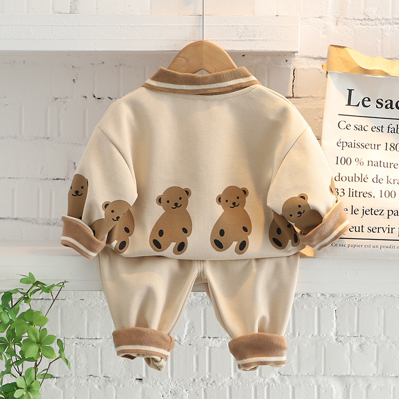 Picture of Children's suit 2024 spring new children's sweater two-piece cartoon lapel boys autumn suit girls suit