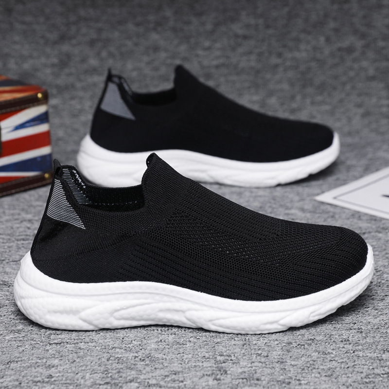 Men's Shoes Slip-on Lazy Shoes Autumn New Mesh Breathable Casual Shoes Cross-border Foreign Trade Flying Woven Soft Sole Sock Shoes
