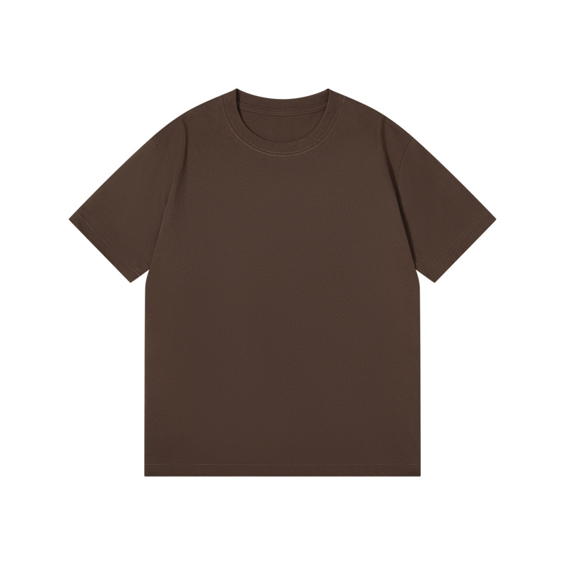 Picture of Japanese Style 230g Pure Cotton Short-Sleeved T-Shirt Women's Right Shoulder Round Neck Top Pure Color Half-Sleeved Bottoming Shirt Clothes Men's Wholesale