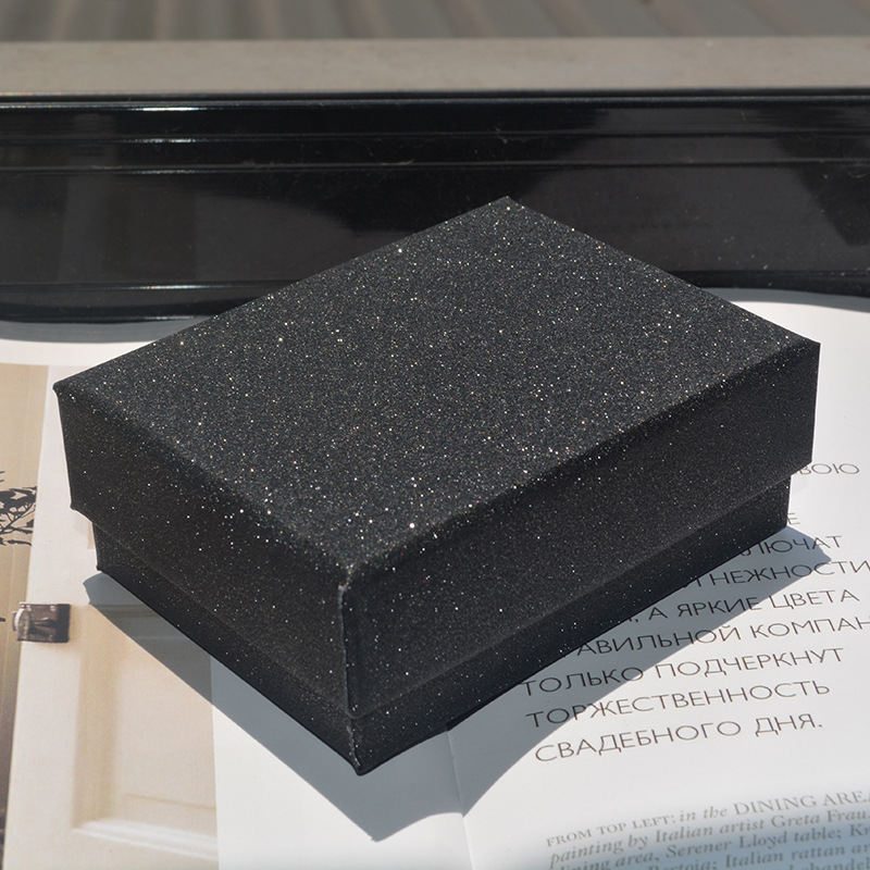 Picture of Ready-Made Kraft Paper Box Black Jewelry Necklace Ring Earring Box Bracelet Packaging Box Lid and Base Jewelry Box
