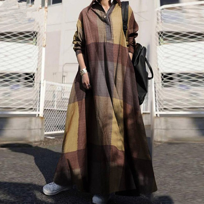[Original Buyers] Japanese and Korean Popular Classical Ethnic Style Cotton and Linen Fashion Long Dress Mature Japanese dress