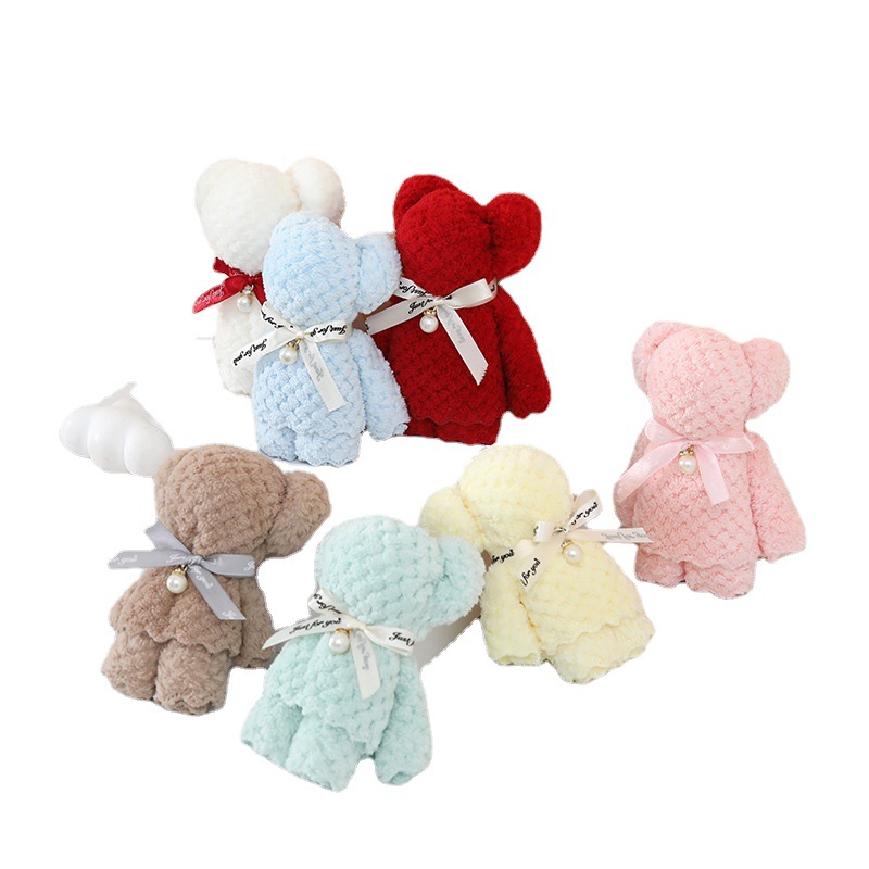 Picture of Coral velvet pineapple Plaid Pearl bear towel hand gift opening birthday return wedding wedding shop gift towel