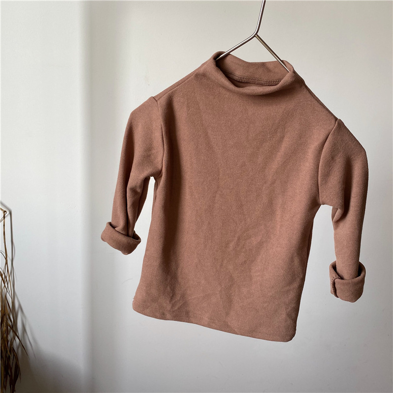 Picture of GL-kids Korean-style Autumn and Winter Children's Sanding Cotton Thickened Base Shirt Half-high Collar All-match Top for Boys and Girls