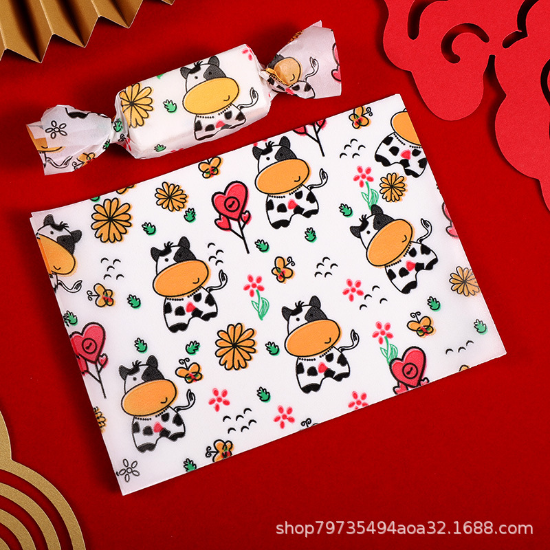 Picture of Nougat Wrapping Paper 100 Baking Handmade Cute Candy Paper Silicone Paper Self-sealing New Year's Sugar Paper Bag