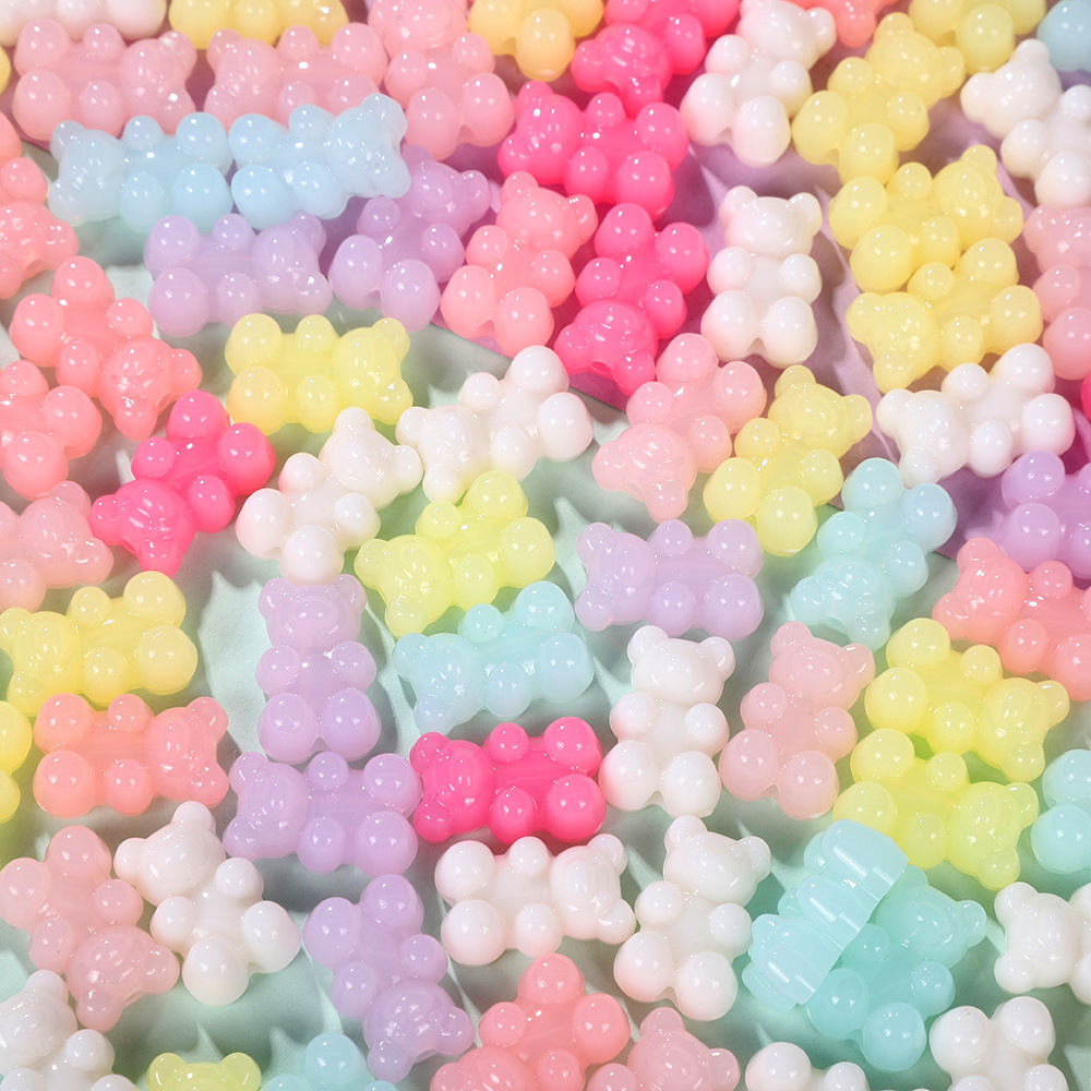 Picture of Acrylic Love Bow Beaded Color Jelly Bear Five-pointed Star Beaded DIY Mobile Phone Chain Necklace Accessories