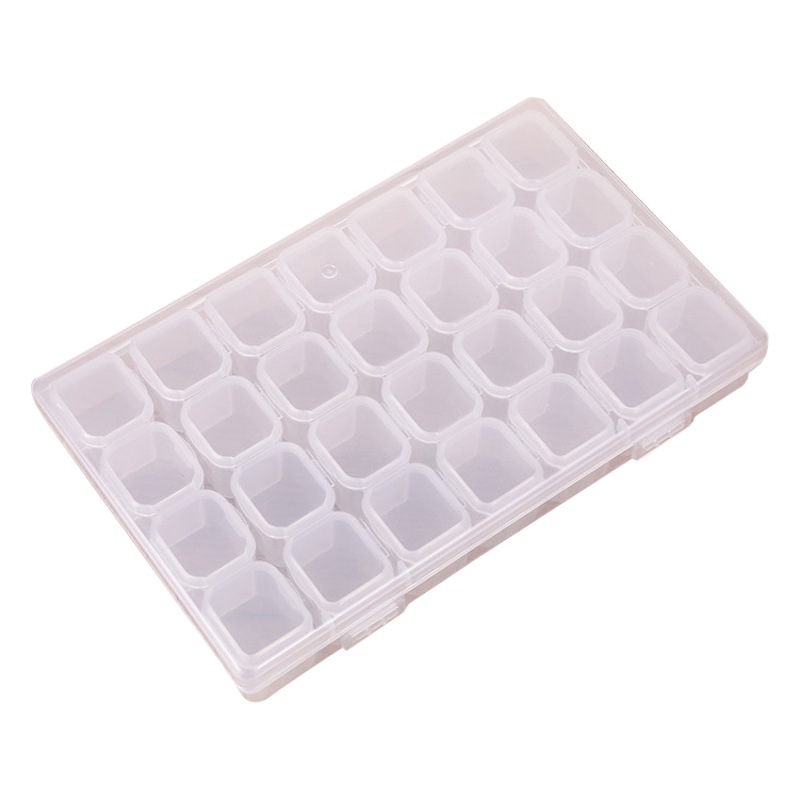 Wholesale nail tools jewelry storage box jewelry packing 28 grid transparent color removable box jewelry storage box