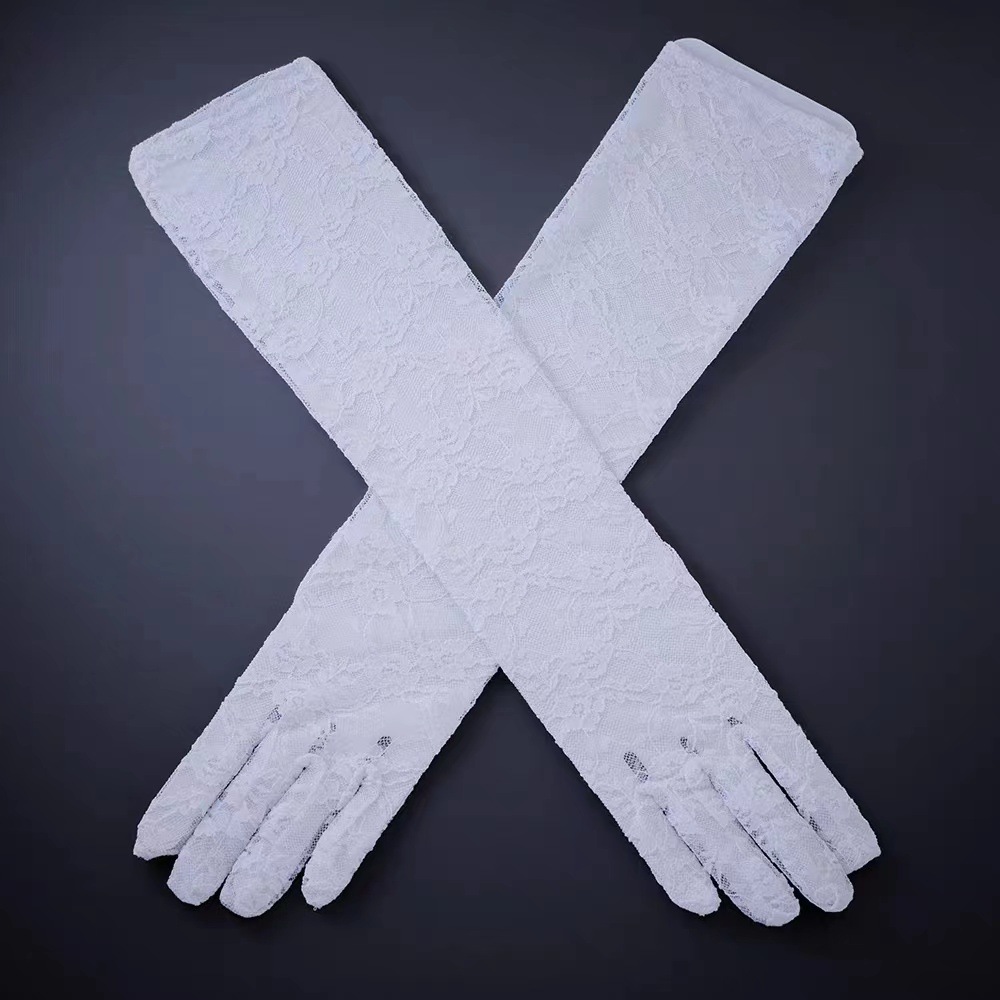 Picture of Wholesale Fashionable Lace Kidsren's Extended Gloves Extra Long Women's Lace Gloves Driving Sun Protection 40cm