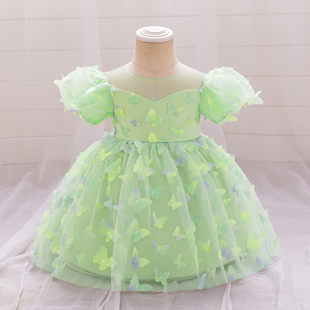 2024 Amazon Birthday Party Dress Girl's Dress Princess Dress Baby One Year Old Mesh Dress Pontoon Dress