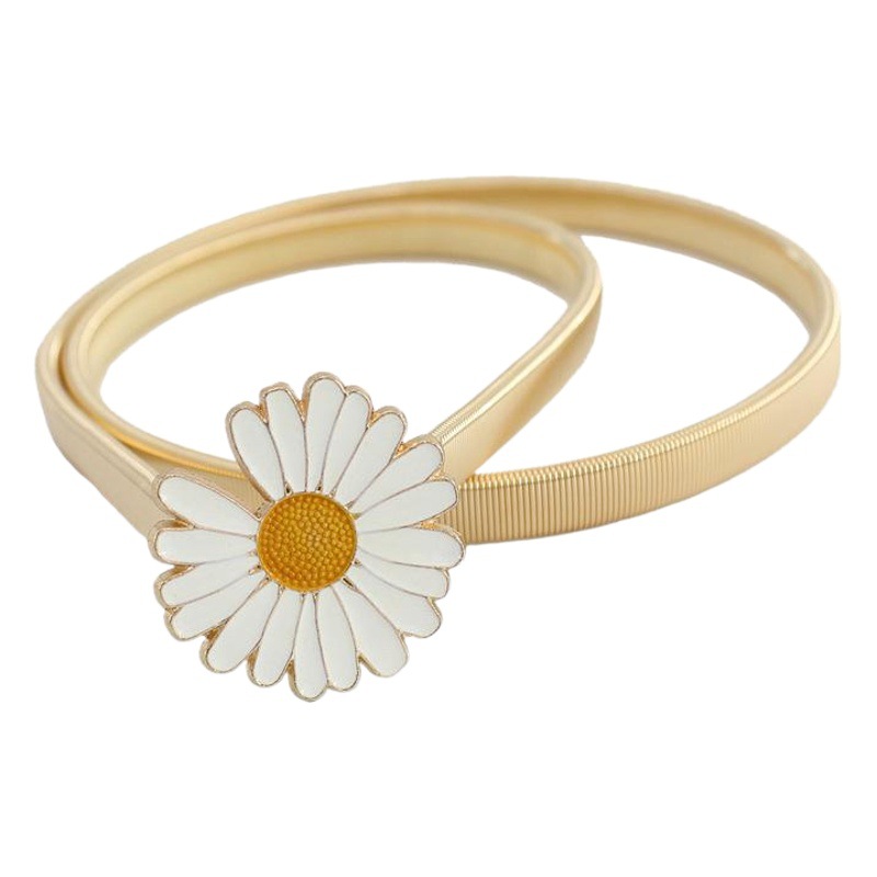 Women's Four Seasons Dress Accessories Joker Elastic Waist Seal Women's Metal Elastic Leaf Belt