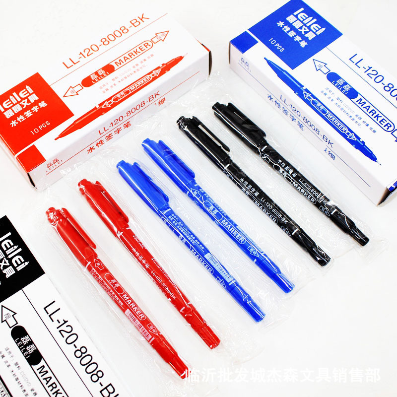 Small Double-head Pen Black Blue Red Three-color Marker Double-head Water-based Marking Pen Gouxie Pen Water-based Marker Pen