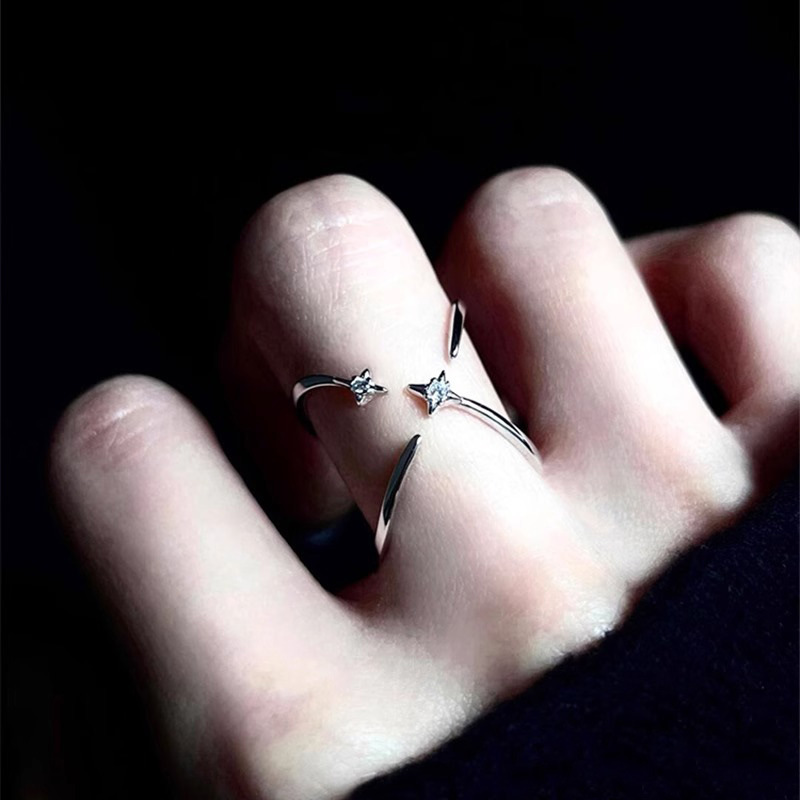 Geometric Star Ring for Women X Cross Simple Line Open Ring Ins Style Niche Fashion Versatile Index Finger Ring Trend