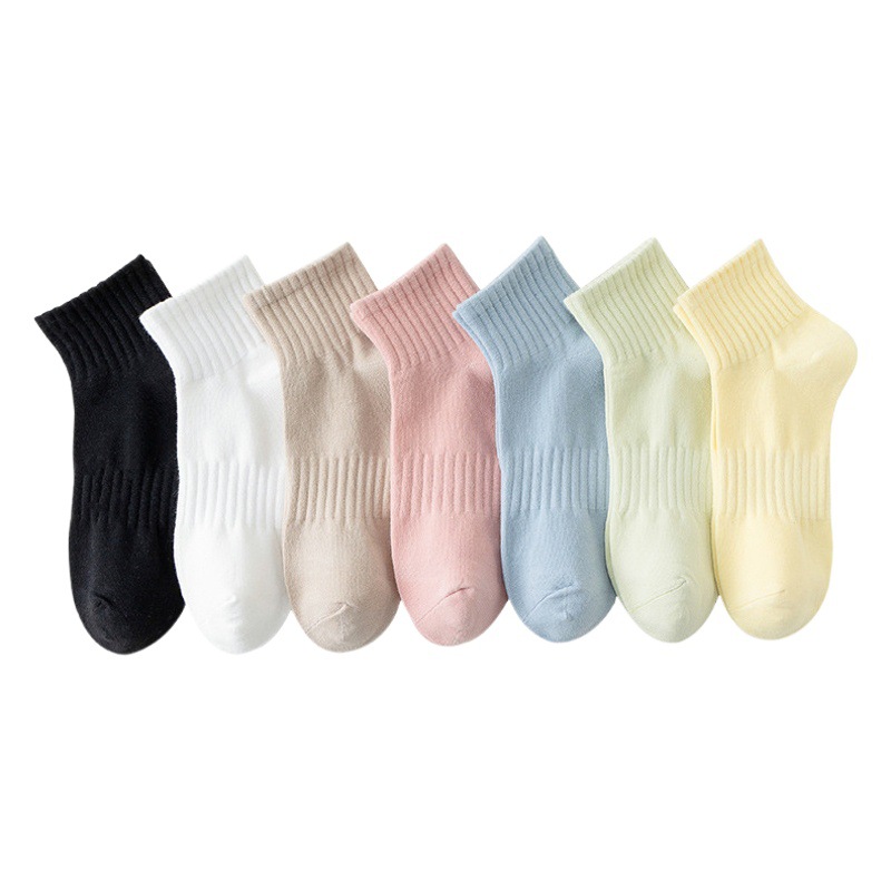 2023 Spring New Basic Candy Color Short Tube Women Solid Color Cotton Sports Socks Spring and Summer College Style Boat Socks