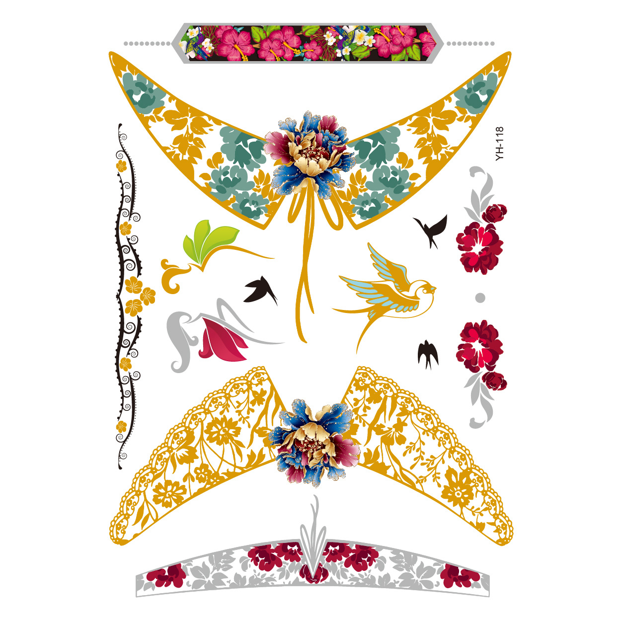 Picture of Bronzing tattoo stickers manufacturers in stock wholesale waterproof tattoo stickers fashion tattoo stickers