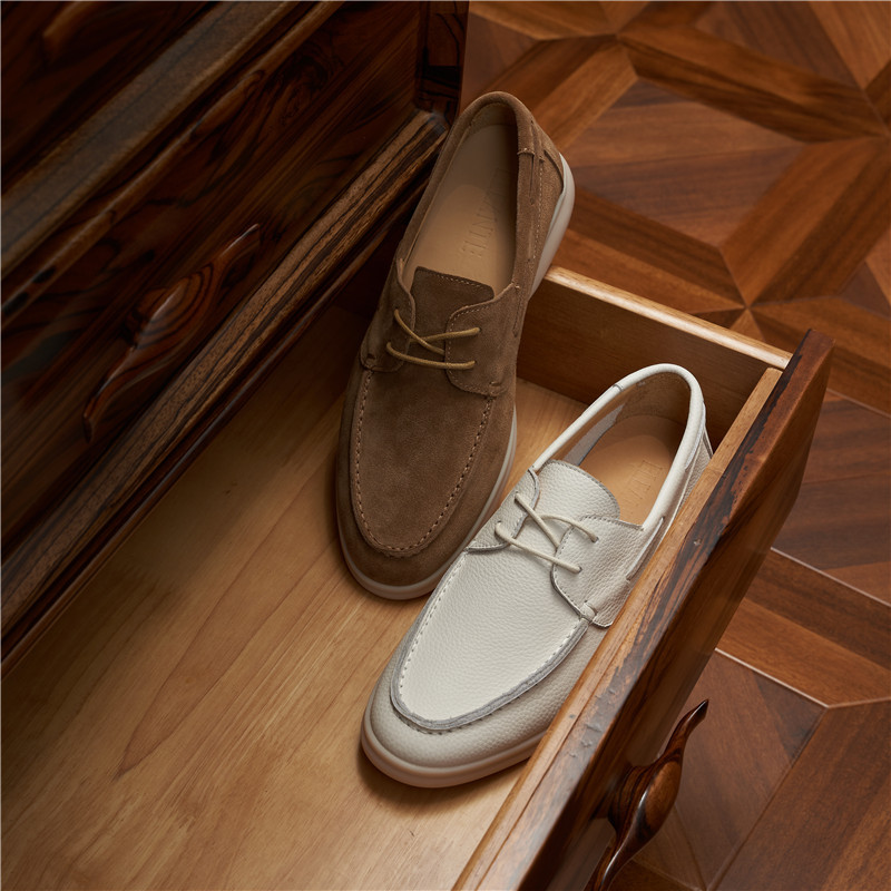 Foreign Trade Old Money Style Slip-on Casual Leather Shoes Sailing Shoes Tire Cow Shoe Anti-fleece British Loafers Summer Breathable