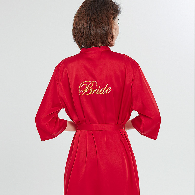 Picture of bride Gown morning Gown Lady nightgown wedding makeup bridesmaid group wedding kimono imitation silk satin bathrobe