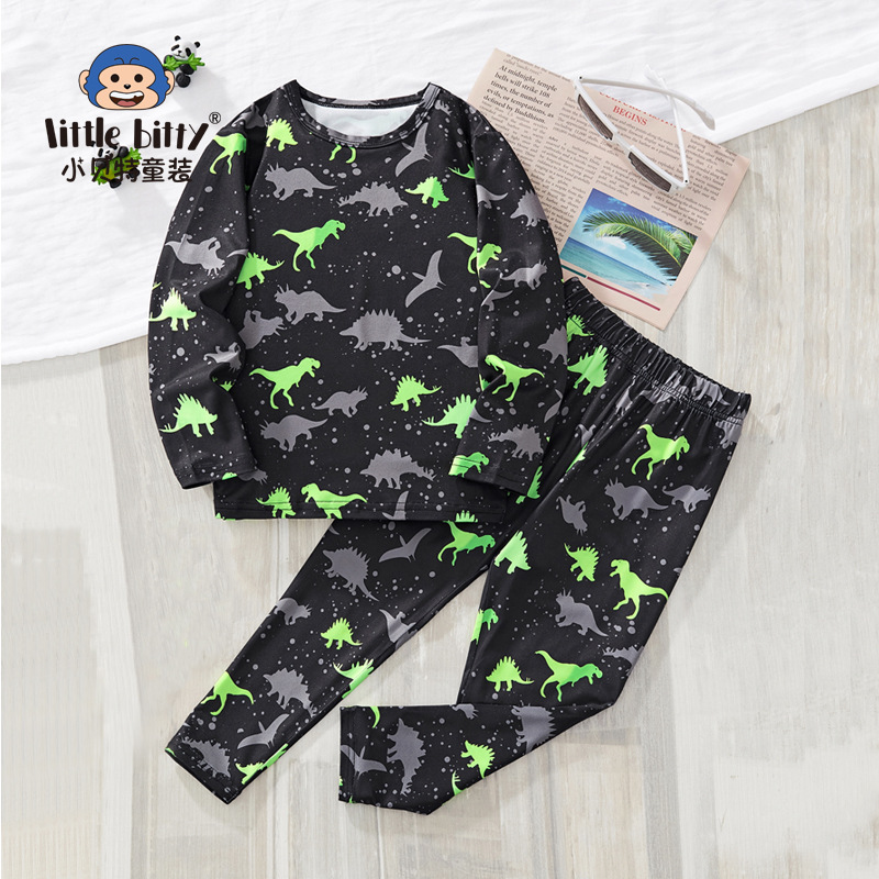 2025 autumn new boys long sleeve suit cartoon animal T-shirt comfortable casual dinosaur pattern factory generation hair