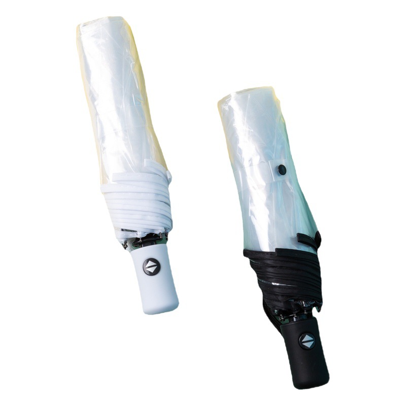 Japanese and Korean Small Fresh Fully Automatic Transparent Umbrella 70% off Internet Celebrity Thickeneded Transparent Umbrella Fiber Bone Student Umbrella