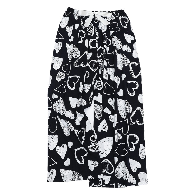 Picture of Cotton Silk Pajama Pants Women's Summer Thin Black and White Cartoon Style Wide Leg Pants Large Size Loose Outer Wearing Foreign Trade Beach Pants