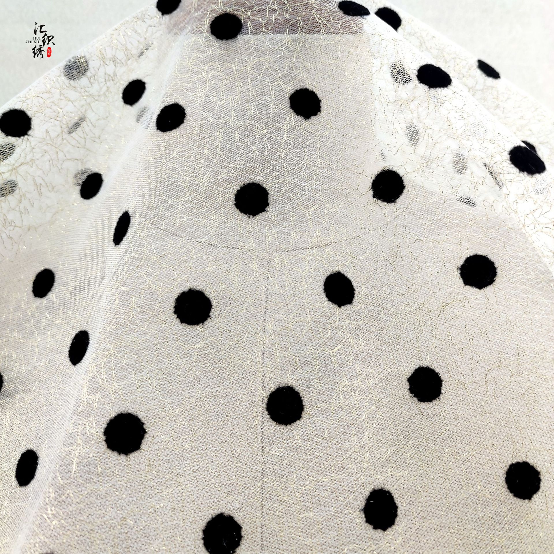 Spring and summer flocking fabric flocking dot composite gold thread silver thread embroidery fabric children's clothing women's embroidery fabric