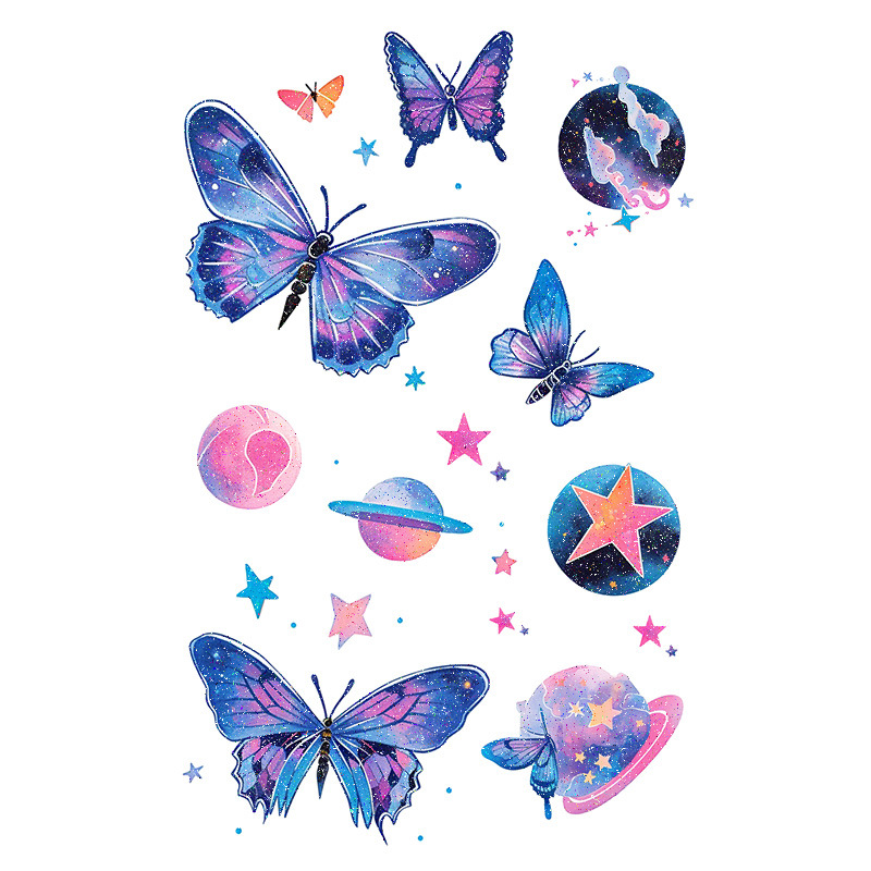 Picture of Glitter Butterfly Face Sticker Tattoo Sticker Fairy Washable Waterproof Long-lasting Cute Fresh Beautiful Arm Children Washable