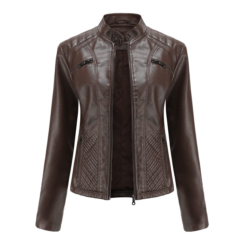 Picture of Cross-Border Leather Jacket Russian Popular Slim Youthful Elegant Wear-Resistant Leather Jacket