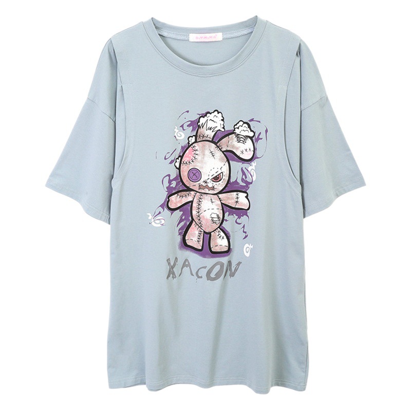 Breastfeeding T-shirt Summer Tide Mom Breastfeeding Jacket for Going Out to Wear Hot Mom Short-sleeved Maternity Dress Prenatal and Postpartum Large Size T-shirt for Women