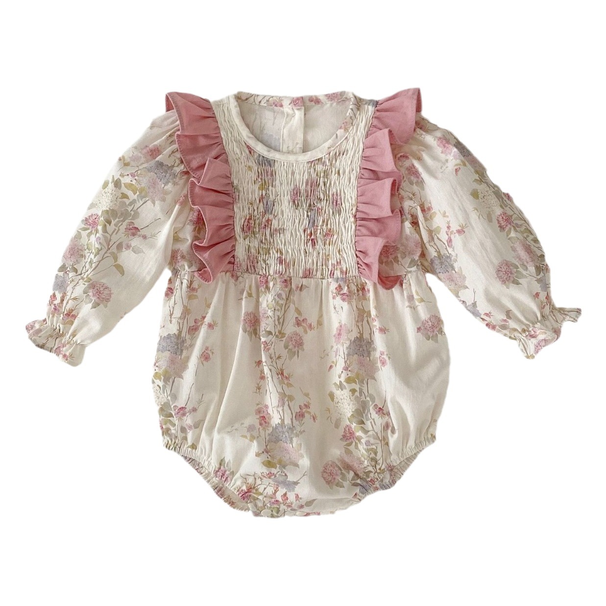 Ins Spring and Autumn New Style Baby Girl French Floral Long Sleeve Coverall Fashionable Baby Sister Outfit Girls Dress