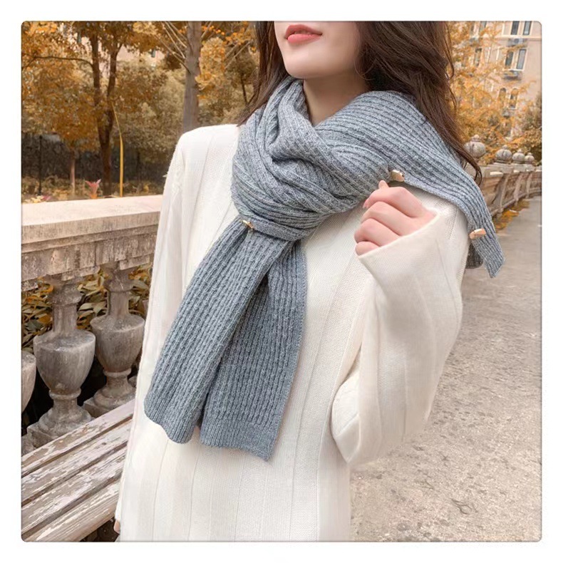 Picture of Autumn and winter knitted cape shoulder waistcoat scarf women's versatile multi-functional fashion warm metal buckle