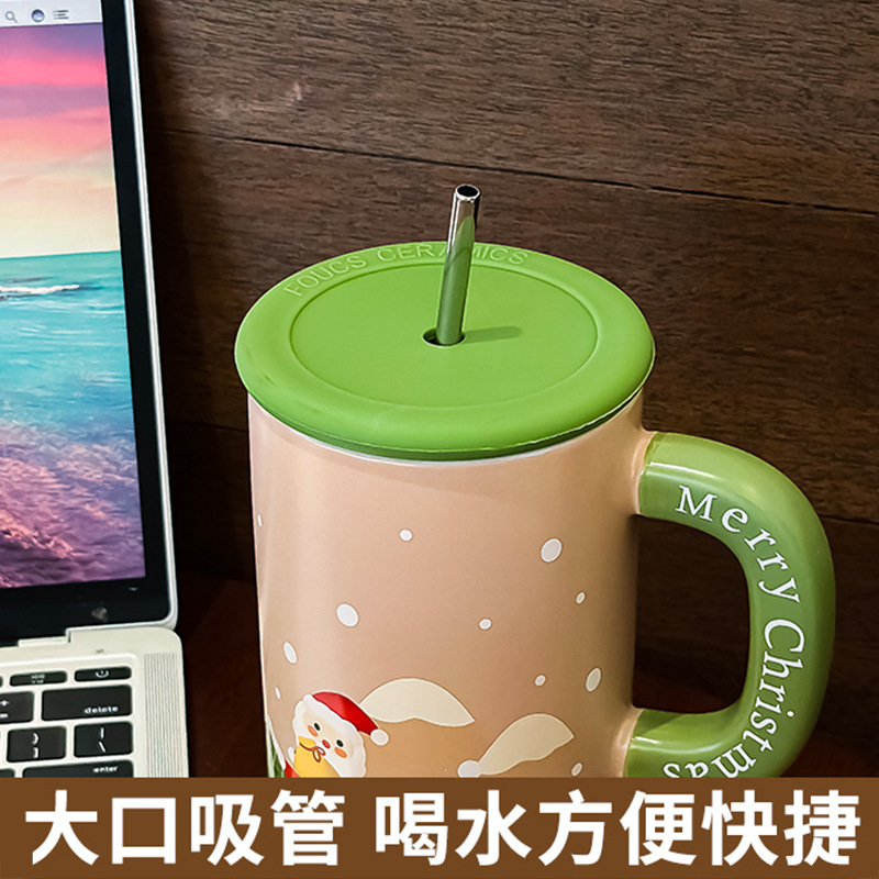 Picture of Christmas gift large capacity ceramic mug mug creative cute sippy cup couple cup female companion gift