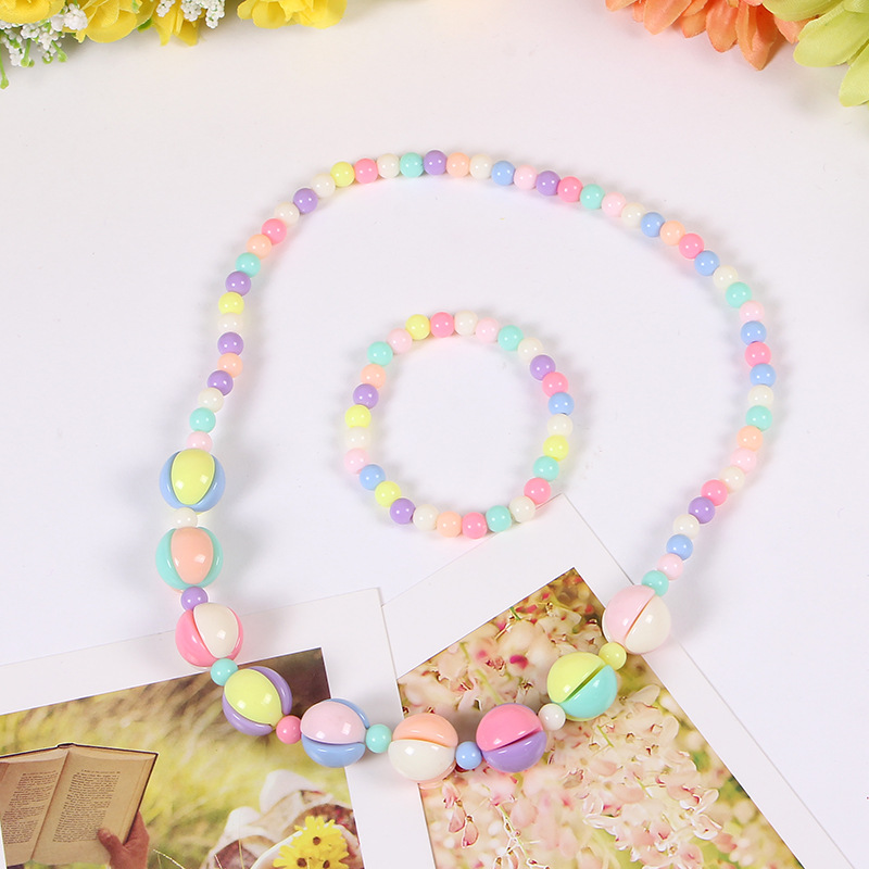 Picture of Korean version of candy color necklace children's spot jewelry beads necklace bracelet two-piece set Yiwu jewelry wholesale