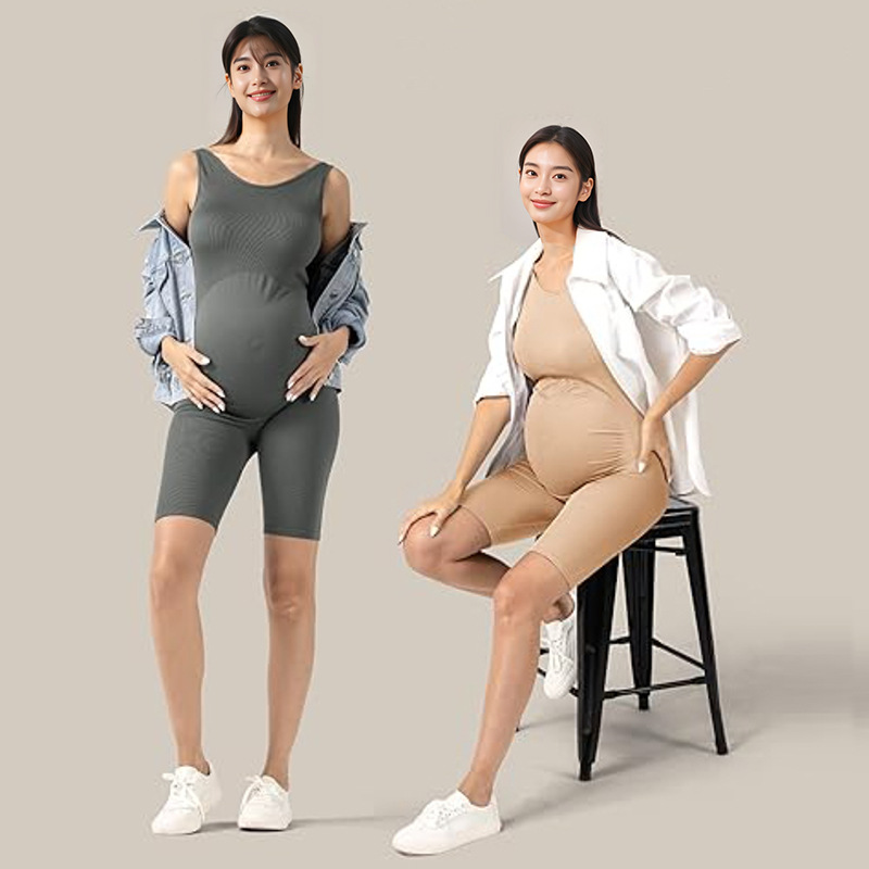 2024 New pregnant women's shapewear seamless vest jumpsuit anti-thigh scratch support pregnant belly tight jumpsuit
