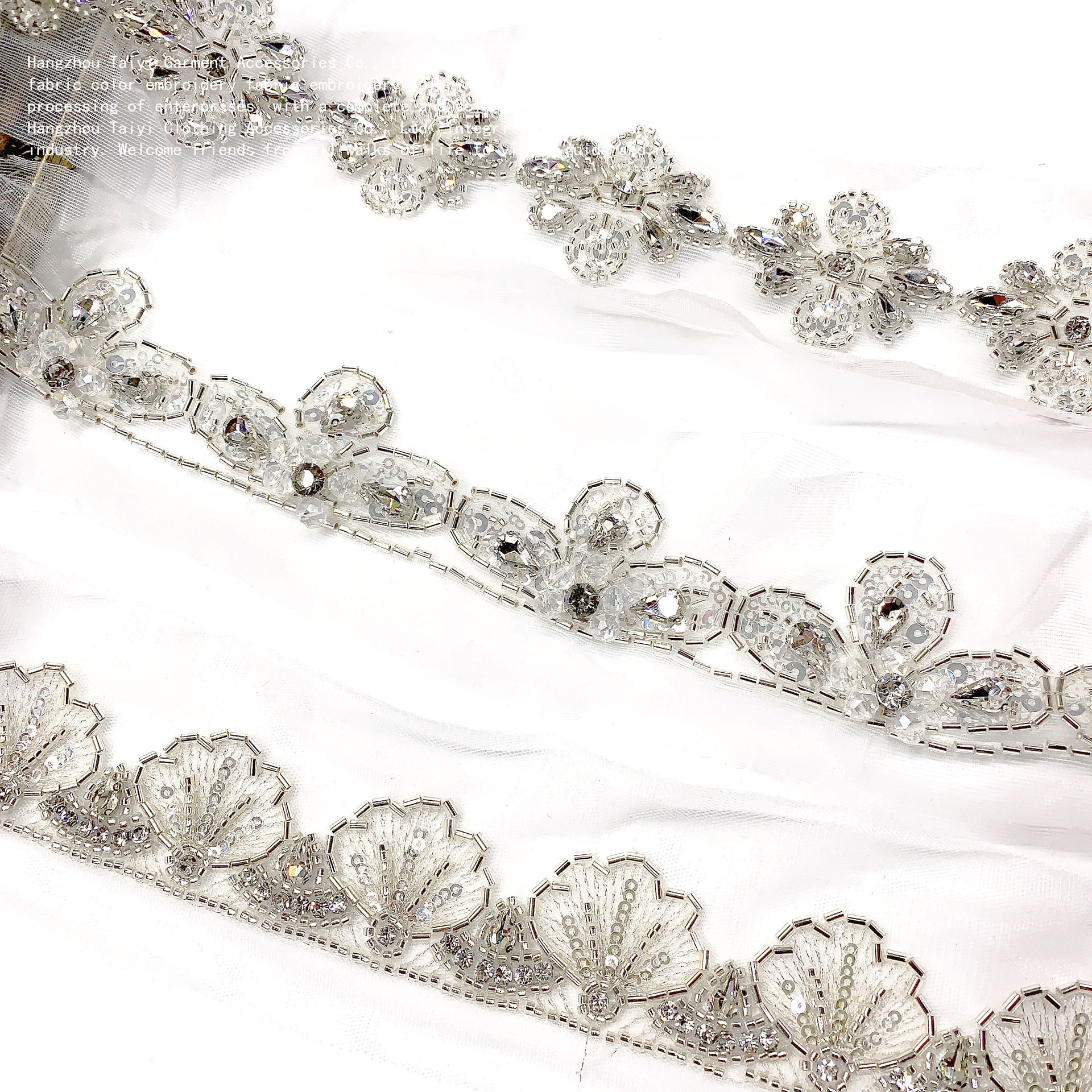 Mesh Diamond Pearl Beaded Lace Beaded Accessories Handmade DIY Clothing Jacket Wedding Dress Decoration Material