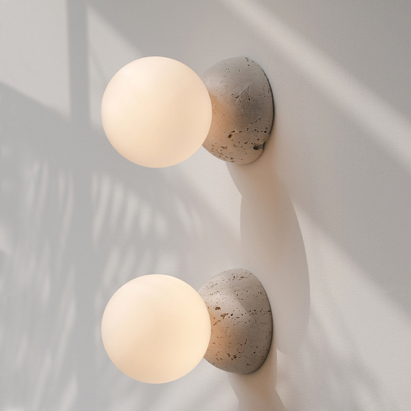Picture of Wabi-Sabi Style Simple Yellow Travertine Wall Lamp Bedroom Modern Corridor Creative Model Room Aisle Living Room Hotel Bedside Lamp