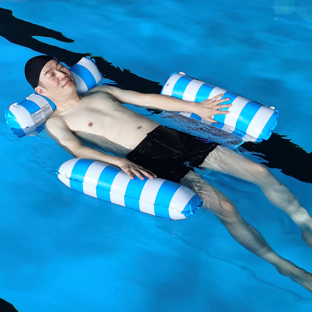 Picture of Cross-Border Spot Three-Tube Inflatable Water Bed New Product Stripesd Inflatable Floating Row Large and Small Hammock Water Supplies Lounge Chair