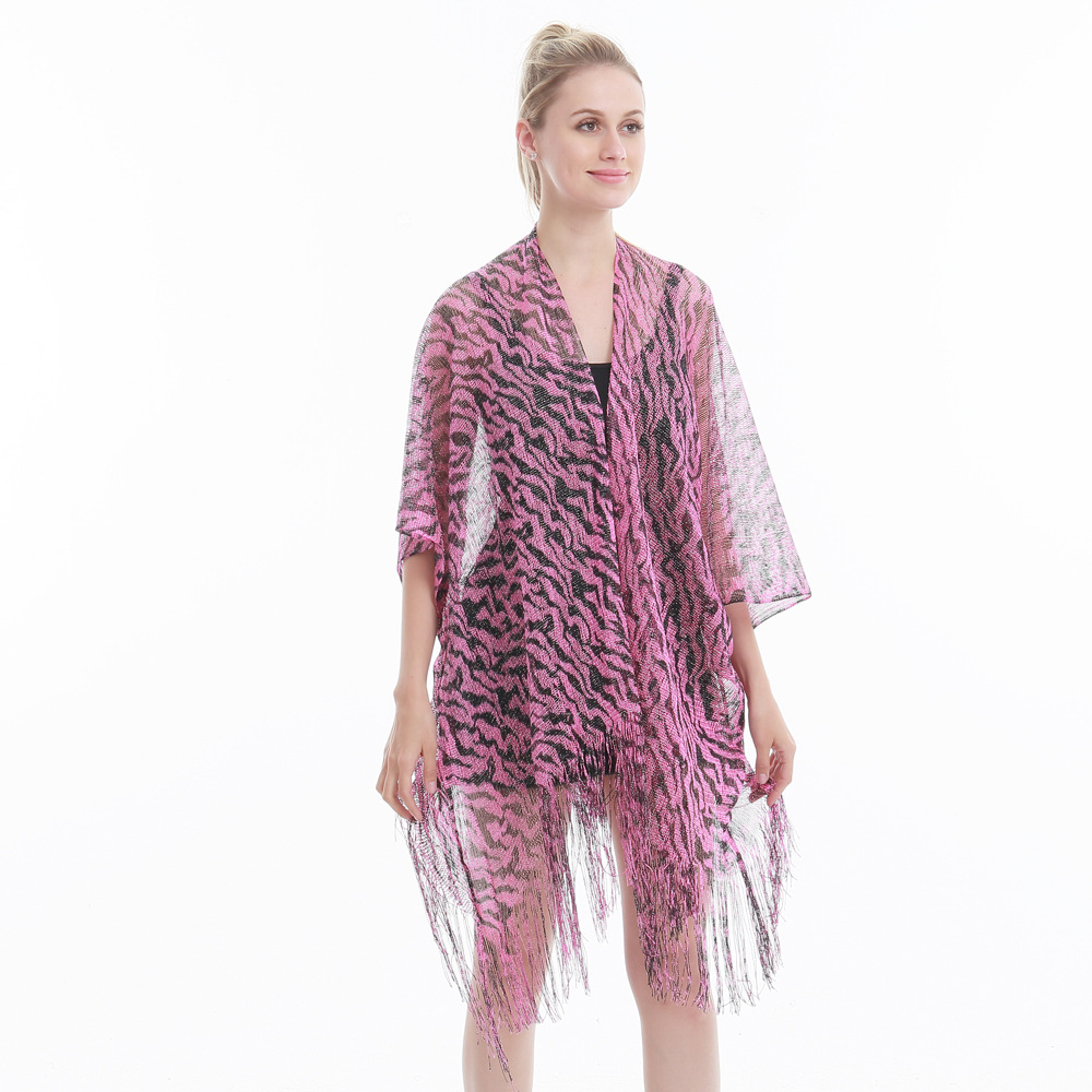 Cross-border Outdoor Women's Beach Bikini Blouse European and American Sexy Hollow Bright Silk Tassel Sunscreen Beach Shirt for Women