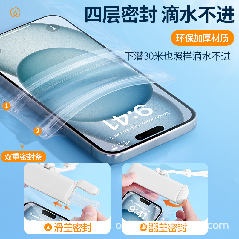 Picture of New Flip Mobile Phone Waterproof Bag Touch Screen TPU Swimming Diving Waterproof Mobile Phone Bag Transparent Wholesale