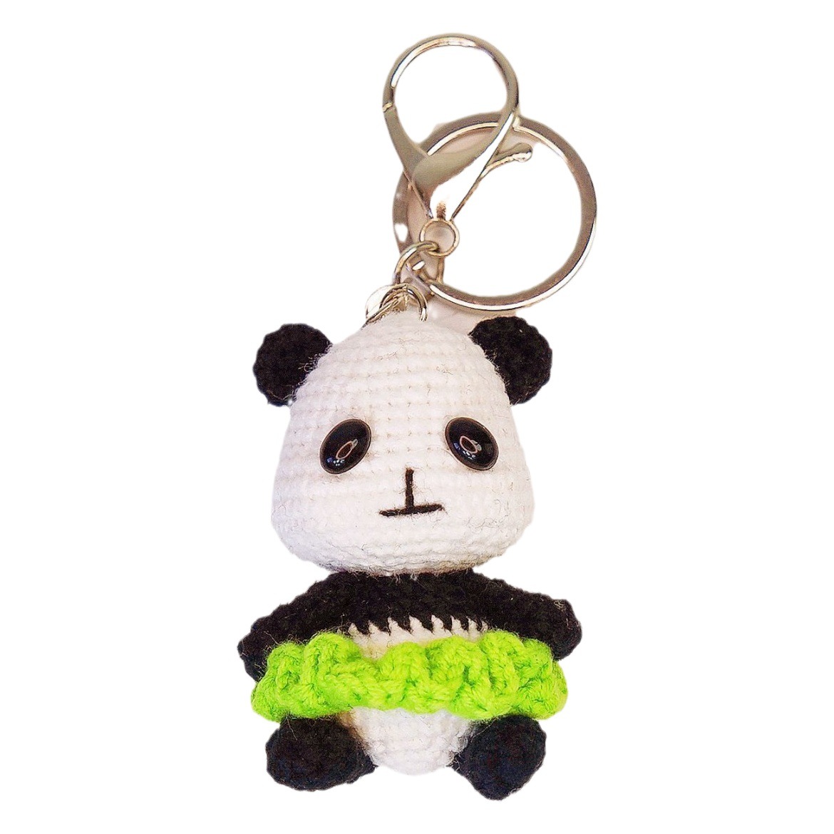 Super cute cartoon hand-woven animal keychain cute four-thread crocheted exquisite ornaments knitted panda doll finished product
