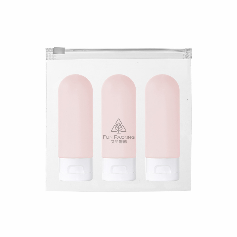 Picture of Travel wash and care suit three-piece PE suede hose bottle portable skin care products wash squeeze facial cleanser sub-bottle