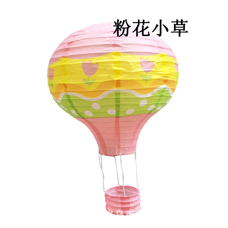 Picture of 2020 new manufacturers wholesale hot air balloon paper lantern two-color stitching rainbow export wedding paper lantern decoration