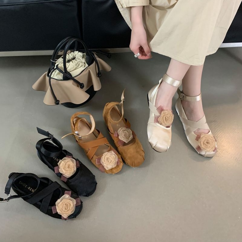 New Chinese-style Mary Jane Shoes Women's Shoes Height-increasing Summer Small Fragrance Contrast Color French Retro Single-layer Shoes Ballet Shoes