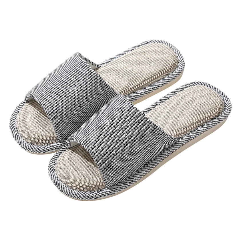Linen Slippers for Women for All Seasons, Couples, Home Indoor, Breathable, Sweat-Absorbent, Silent, Soft-Soled, Non-Slip Sandals for Men, Wholesale