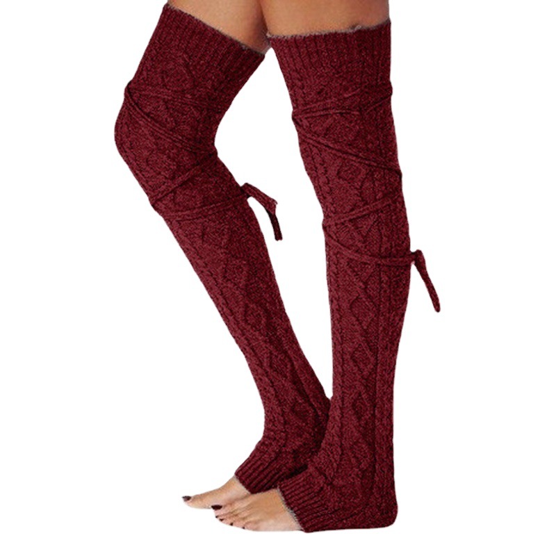 Amazon AliExpress European and American Diamond Strap knee long tube pile socks women's fashion warm wool socks